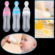 Infant Baby Squeezing Feeding Bottle With Spoon - Aurefy Stores